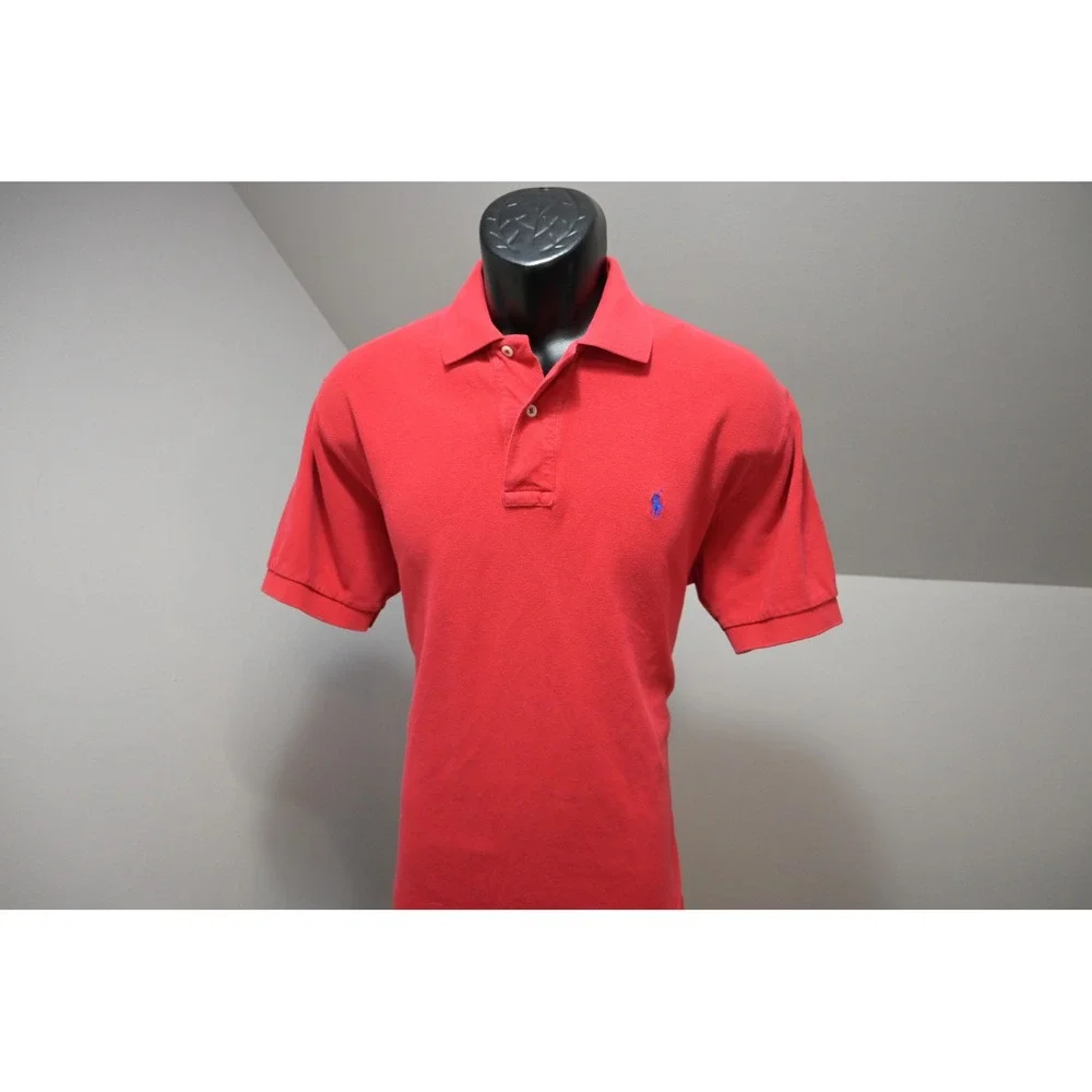 Polo‎ Ralph Lauren Polo Shirt Mens Medium Red Short Sleeve Cotton Pique Good